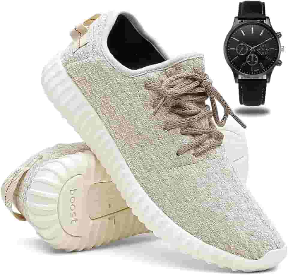 Tênis Masculino de Corrida e Caminhada Leve e Macio + Relógio