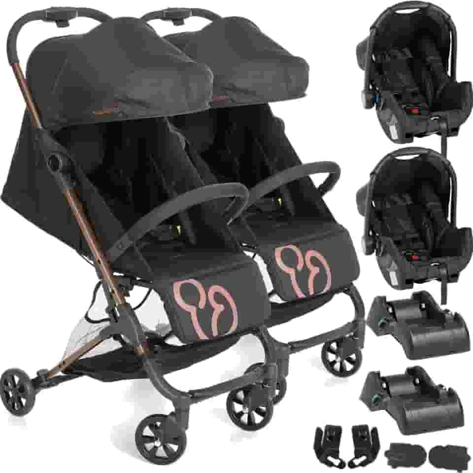 Carrinho Gemeos Galzerano Duolee 2 Bebe Conforto 2 Bases Cobre