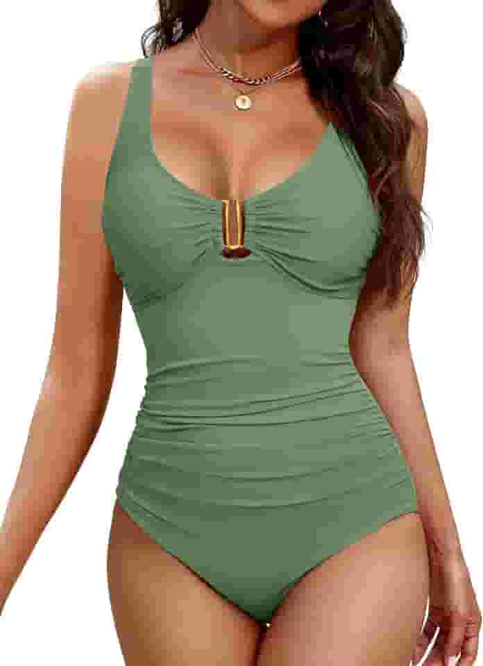 Maiô feminino com controle de barriga, gola V, emagrecedor, alça ajustável