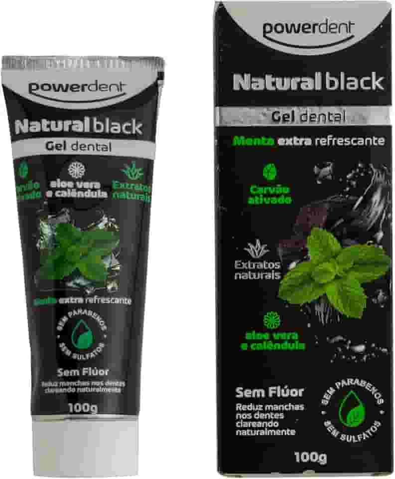 Powerdent - Gel Dental Natural Black Powerdent 100G S/Fluor Carvao Ativado