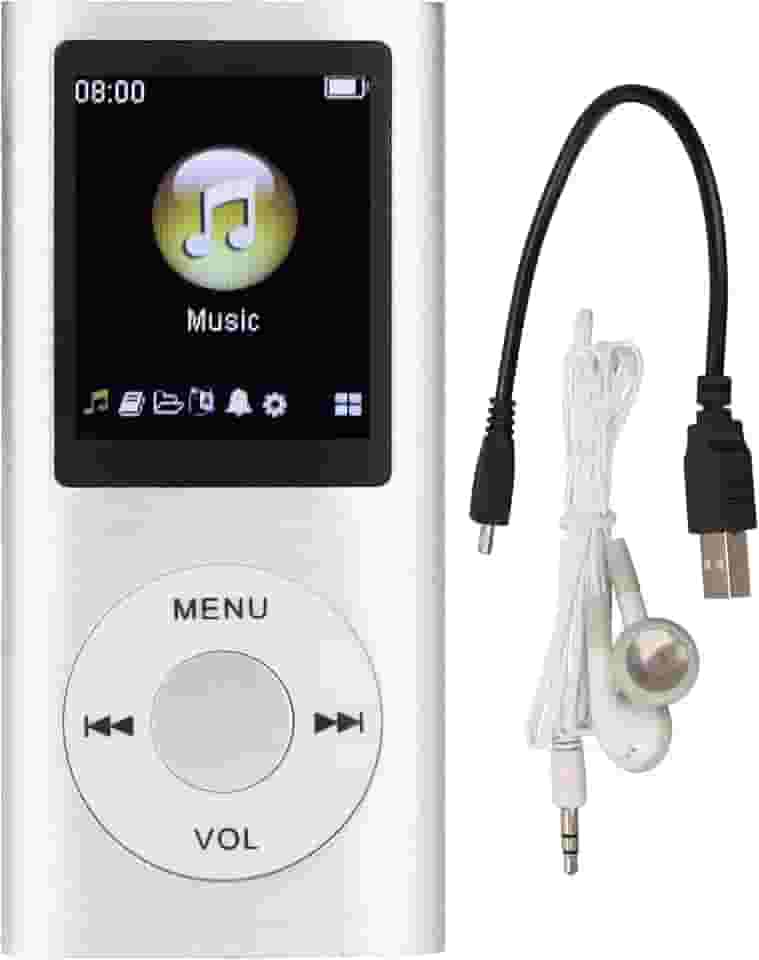 Leitor de MP3, leitor de música MP3 portátil, elegante, multifuncional, sem perdas, tela LCD fina de 1,8 polegadas, leitor de música portátil MP3 para esportes e corrida (branco)