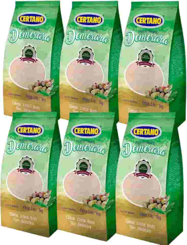 Kit 6 Pacotes Açucar Demerara Pacote 1kg Cada Certano Produto Menos Processado