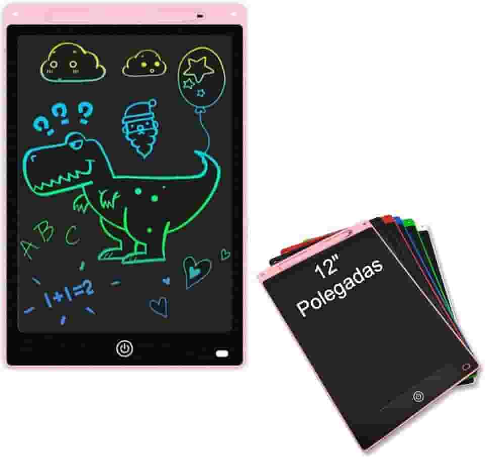 Lousa Mágica Digital Infantil 12" Polegadas Multicolorido Tablet Infantil Lcd Para Escrever e Desenhar (Rosa)