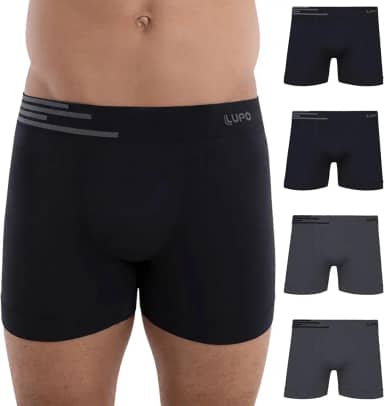 Kit 4 Cuecas Boxer Lupo Microfibra Poliamida Sem Costura Adulto Masculino