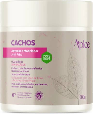 Ápice Ativador e Modelador de Cachos | Hidratação, Definição e Controle de Frizz para Cabelos Cacheados e Crespos | 500g