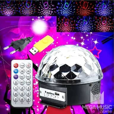 Globo LUZ de Festa Bola Maluca 6 Cores USB Pen Drive Controle Remoto Sensor de Som