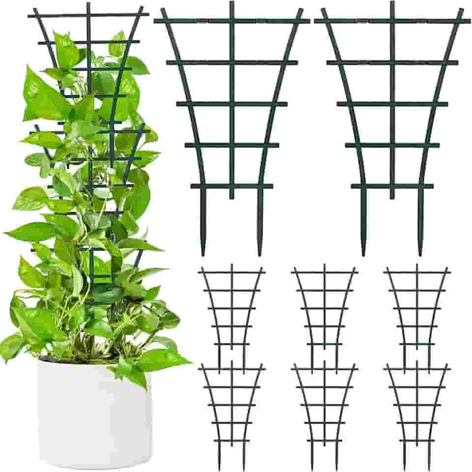 Pacote com 12 Treliças para Plantas Trepadeiras Internas, Treliças Empilháveis para Plantas Internas, Mini Treliças de Plástico para Plantas Trepadeiras, Vasos de Flores, Suporte para Plantas E
