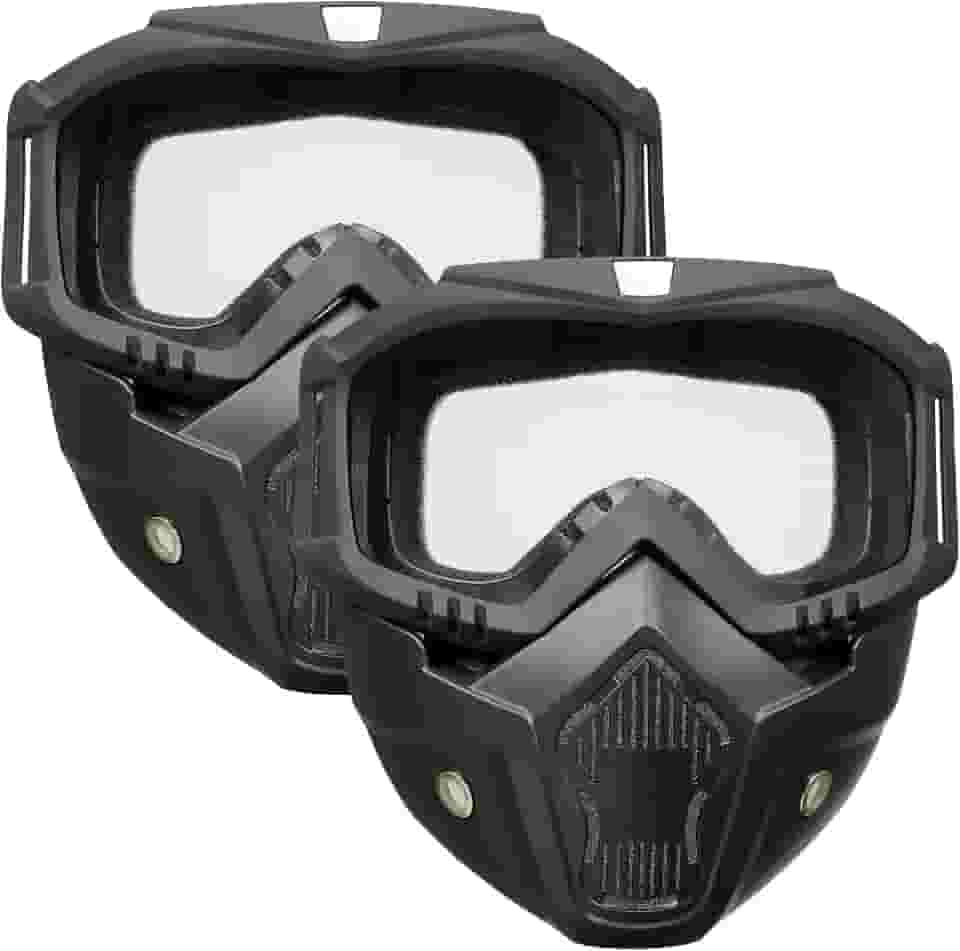 Pacote Com 2 Máscaras De Airsoft, Rosto Inteiro, Máscara Tática, Óculos De Proteção Para Capacete De Motocicleta Com Máscara Facial Removível Para Homens E Mulheres