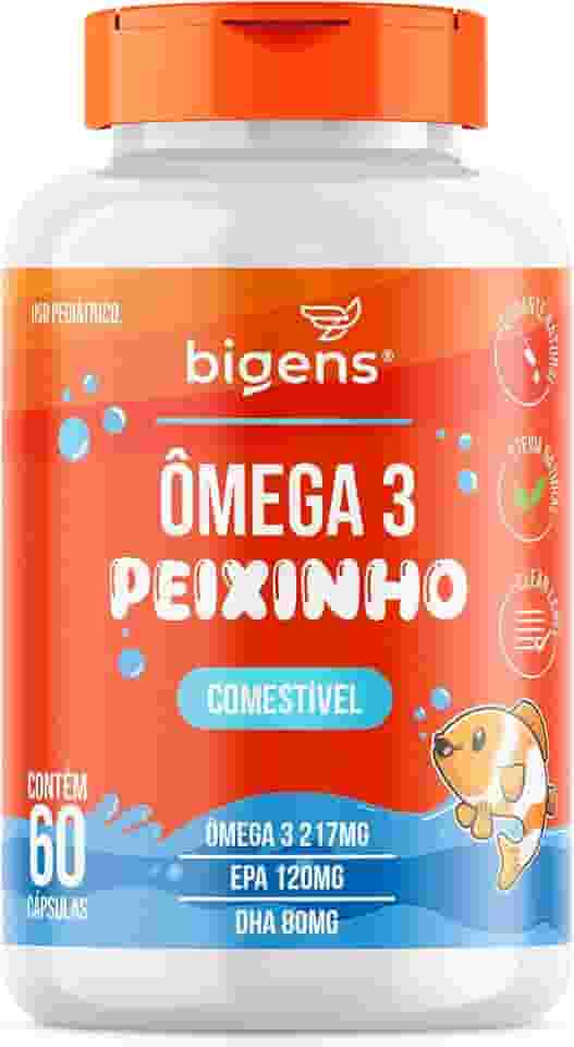 Ômega 3 Peixinho, Concentrado em EPA e DHA, Sabor laranja, 60 Caps Mastigáveis, Bigens