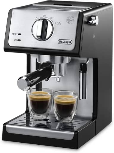 De'Longhi Máquina de café expresso com bomba de 15 barras com espumador de leite e controle de temperatura – Kit compacto de cafeteira barista para expresso, latte, cappuccino e café gelado, design