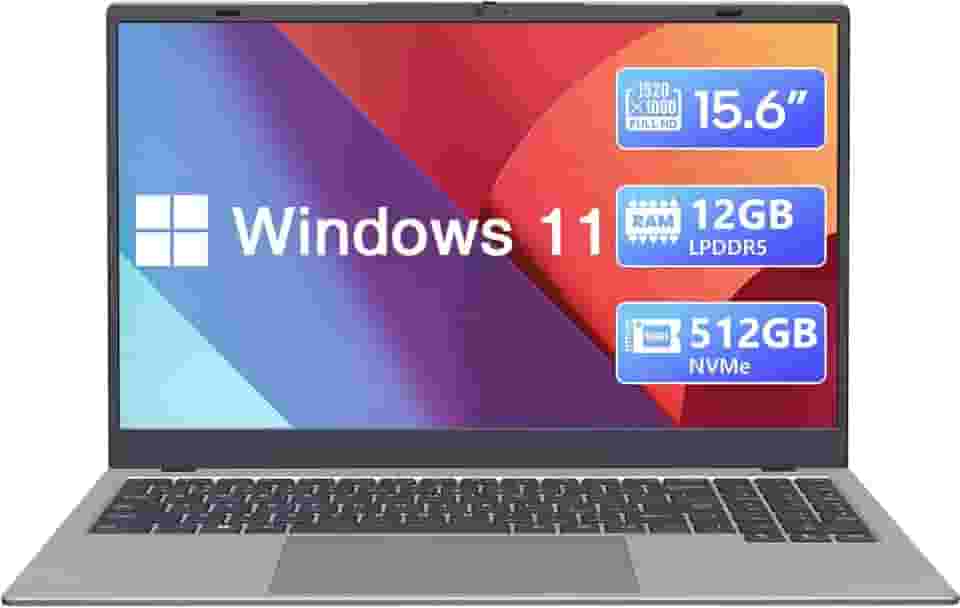 2023 Newest Laptop Computer, 15.6' 12GB LPDDR5 RAM 512GB NVMe SSD Laptop, Intel Core N95 Processor up to 3.4GHz, FHD IPS Screen, Windows 11 Laptop, 2.4G/5G WiFi, BT 5.0, RJ45, USB-C, Webcam