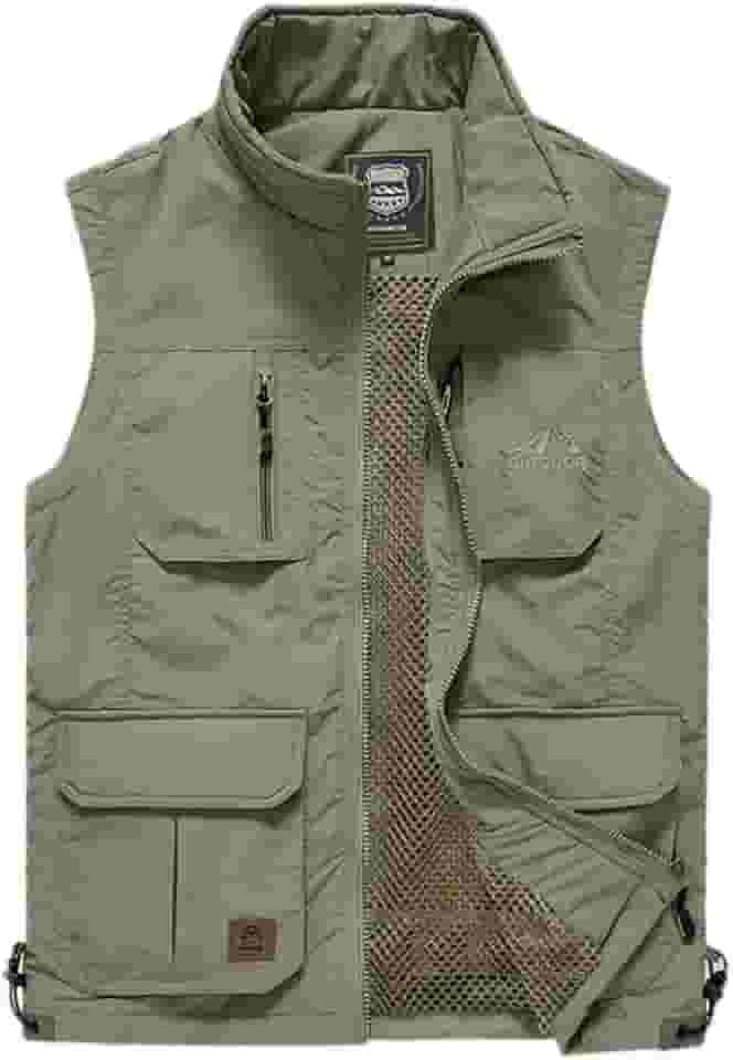 Colete masculino para pesca, safari, secagem rápida, atividades ao ar livre, fotografia, sem mangas