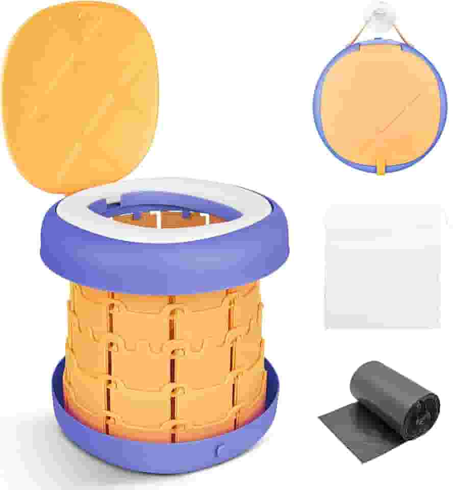 Inmorven Vaso sanitário portátil de acampamento retrátil de altura ajustável para adultos e crianças, vaso sanitário portátil dobrável ou acampamento, carro, viagem, barco, praia, barraca e uso de