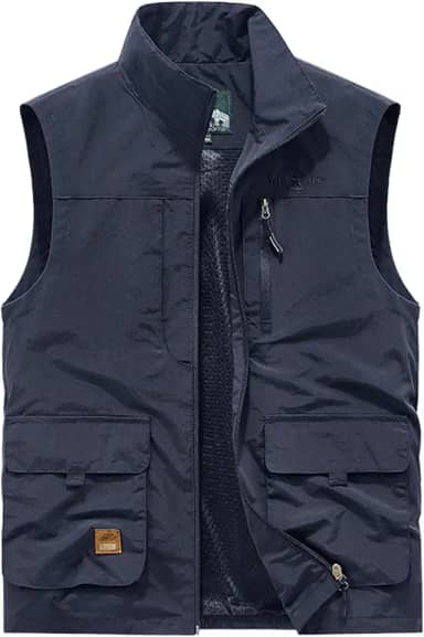 Colete masculino leve de secagem rápida para uso ao ar livre com vários bolsos