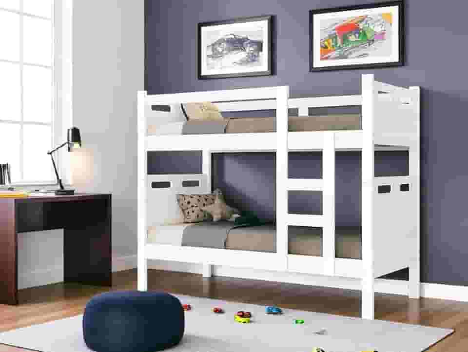 Beliche Transformável em 2 Camas – Solução Prática para Espaços Pequenos – meninos e meninas- cor Branca