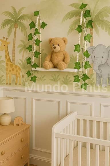 Prateleira Suspensa Decorativa com Cordas 50 x 15 cm Branca Estilo Boho Para Quarto Infantil