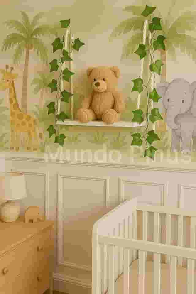 Prateleira Suspensa Decorativa com Cordas 50 x 15 cm Branca Estilo Boho Para Quarto Infantil