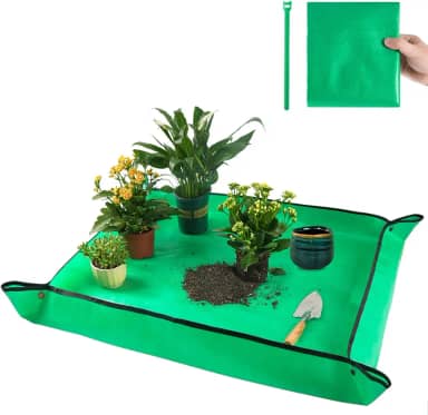 Tapete de replantio grande de 100 x 80 cm para transplante de plantas de interior e controle de sujeira, bandeja de envasamento portátil, presentes de plantas para amantes de plantas, presentes de
