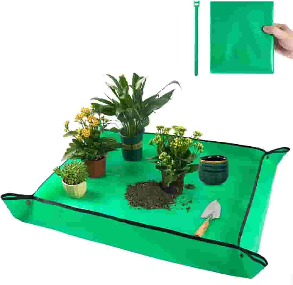 Tapete de replantio grande de 100 x 80 cm para transplante de plantas de interior e controle de sujeira, bandeja de envasamento portátil, presentes de plantas para amantes de plantas, presentes de