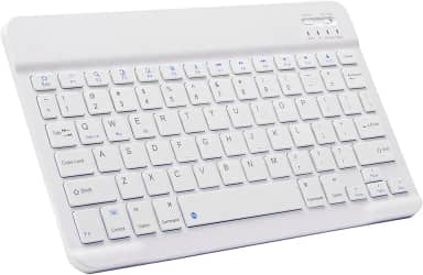 Teclado Bluetooth ultrafino portátil mini teclado sem fio recarregável para Apple iPad, iPhone, Samsung, tablet, smartphone, iOS, Android, Windows (10 polegadas) branco)