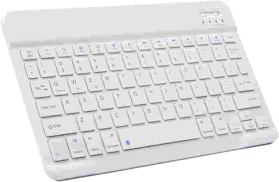 Teclado Bluetooth ultrafino portátil mini teclado sem fio recarregável para Apple iPad, iPhone, Samsung, tablet, smartphone, iOS, Android, Windows (10 polegadas) branco)