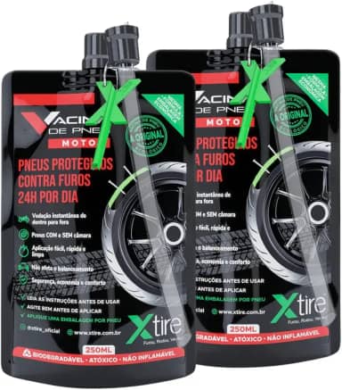 Kit 2 Vacinas Blindagem Selante Para Pneu Moto Xtire 250ml