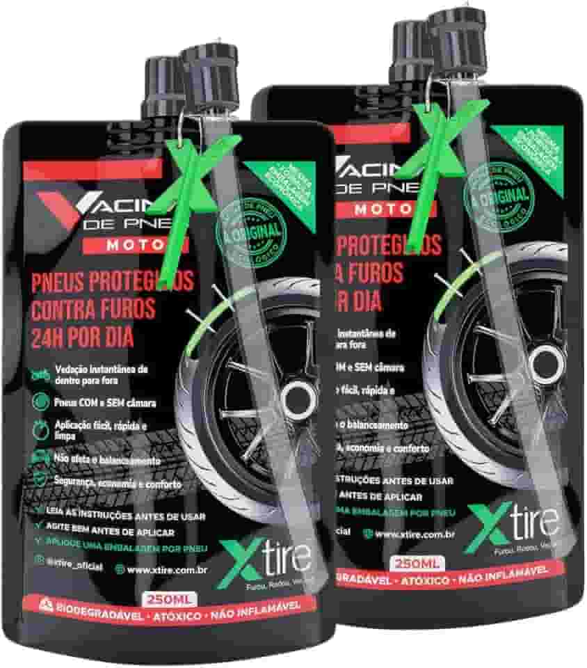 Kit 2 Vacinas Blindagem Selante Para Pneu Moto Xtire 250ml