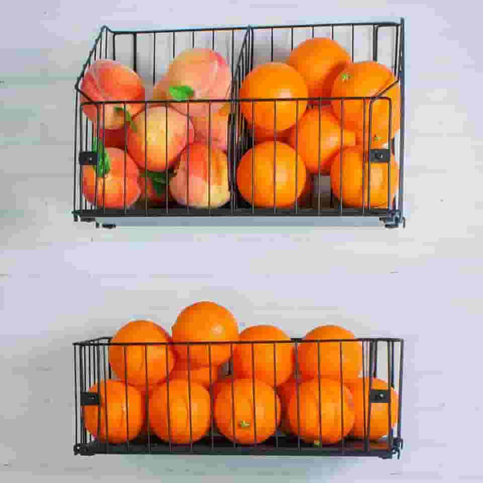 Fruteira de Parede Aramado Cozinha Cesto Frutas Kit 1P e 1G