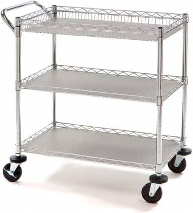 Carrinho Chá Café Aço Multiuso C/3 Prateleiras Rodas