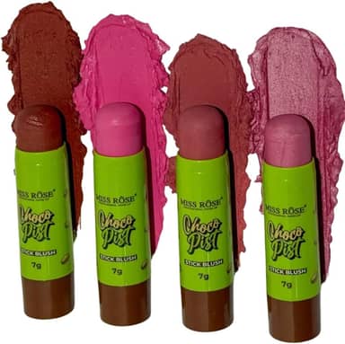 Blush em Bastão, Chocopist 7g, Fórmula Vegana, Fácil de Esfumar, Cheiro de Chocolate, Textura Cremosa - Maquiagem Miss Rôse (02)