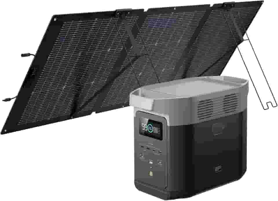 EF ECOFLOW Gerador Solar DELTA 2 com Painel Solar Bifacial 160 W, Bateria LFP 1024 Wh, Carregamento Rápido, Estação de Energia Portátil para Energia de Reserva em Casa, Camping e RVs(Tomada BR 220V)