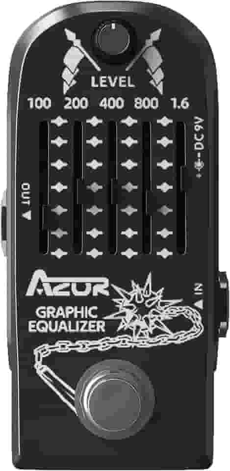 AZOR Pedal de guitarra com 6 bandas gráfico EQ Pedais de efeitos de equalização de guitarra com efeito de distorção True Bypass AP-322