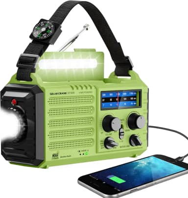 Rádio meteorológico NOAA de 5000 mAh de emergência com carregador solar, rádio AM FM de ondas curtas, lanterna, carregador USB, conector de fone de ouvido, alerta SOS para sobrevivência de furacão