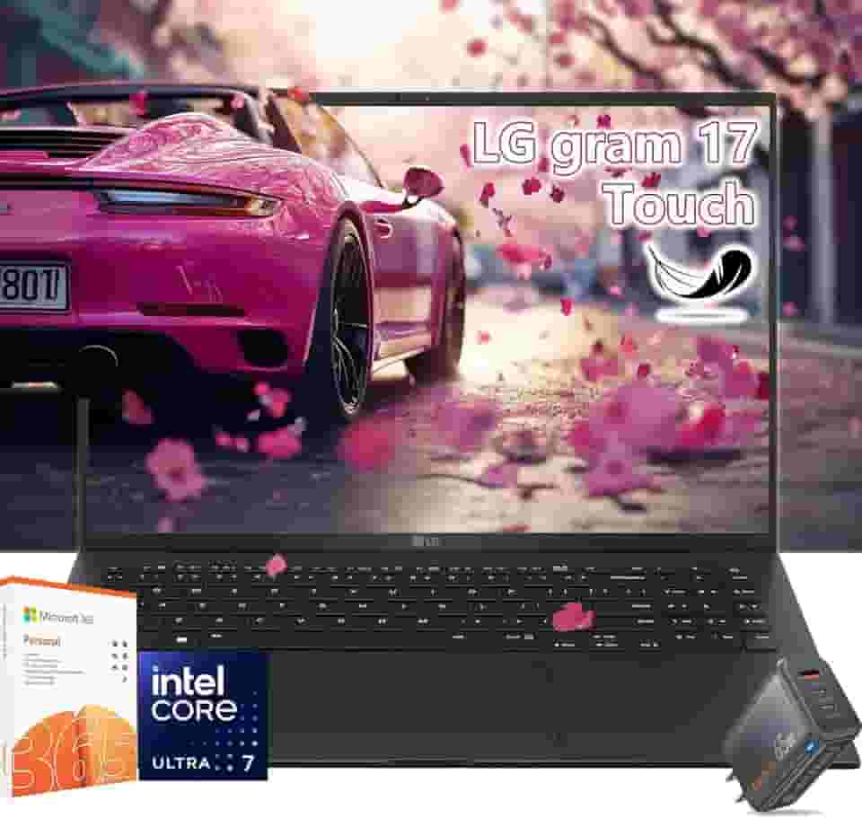 LG Tela sensível ao toque para laptop gram de 17 polegadas - Intel Core Ultra 7-17.3 tela grande WQXGA - Teclado retroiluminado - RAM de 32 GB - SSD PCIe de 2 TB - Ultrafino Leve - PC Copilot AI 2025