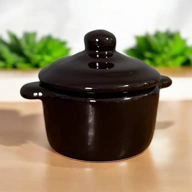 Panelinha Caçarola Preta Para Molho ou Tempero de Cerâmica Com Tampa