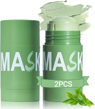 Erinde 2 peças de máscara de argila de chá verde, máscara de limpeza profunda com extrato de Centella Asiatica, máscara de lama de argila de limpeza para limpeza profunda dos poros melhora a pele