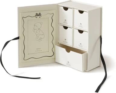 Soul & Lane Caixa de lembrança de bebê com 5 compartimentos, caixa de memória de bebê com moldura para fotos, organizador de armazenamento de recém-nascidos para meninas e meninos, guarda memórias