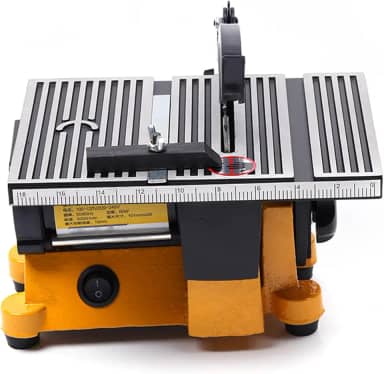 Serra de mesa de corte pequena, serra de mesa de esquadria de 60 W, serra de mesa de trabalho portátil, serra de mesa de corte de molde mini, pode cortar madeira, pedra, com 3 lâminas de serra