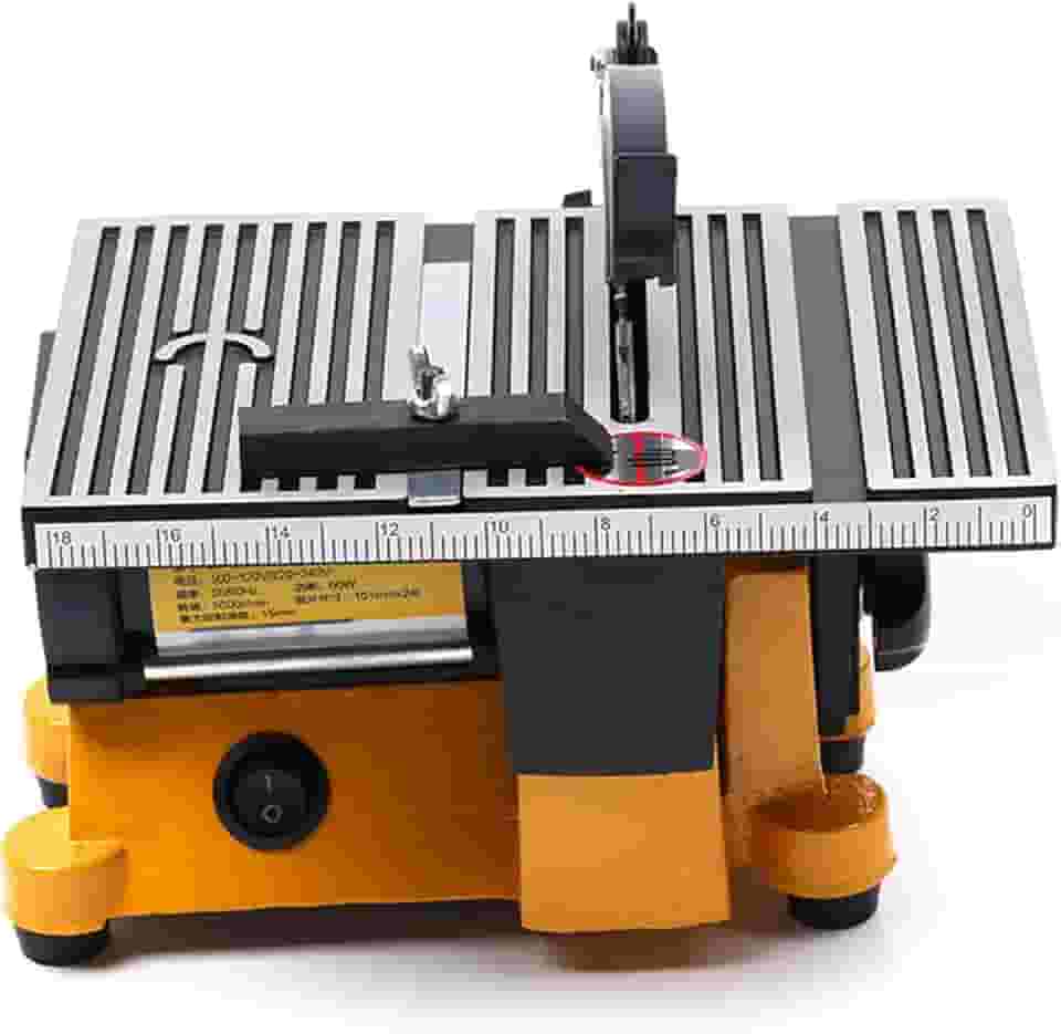 Serra de mesa de corte pequena, serra de mesa de esquadria de 60 W, serra de mesa de trabalho portátil, serra de mesa de corte de molde mini, pode cortar madeira, pedra, com 3 lâminas de serra