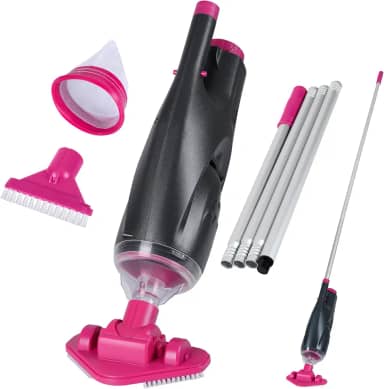 S7 Conjunto De Aspirador De Pó Portátil Recarregável Para Piscina Com Haste Ajustável E 2 Cabeças De Escova Intercambiáveis, Ideal Para Piscinas Acima Do Solo, Banheiras De Hidromassagem, Spas E Pis