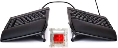 KINESIS Teclado mecânico dividido Freestyle Edge RGB Plus | Interruptores lineares Hotswap | RGB | Ergonômico | Kit de elevação incluído | Suporte de palma destacável | Totalmente programável | Teclas