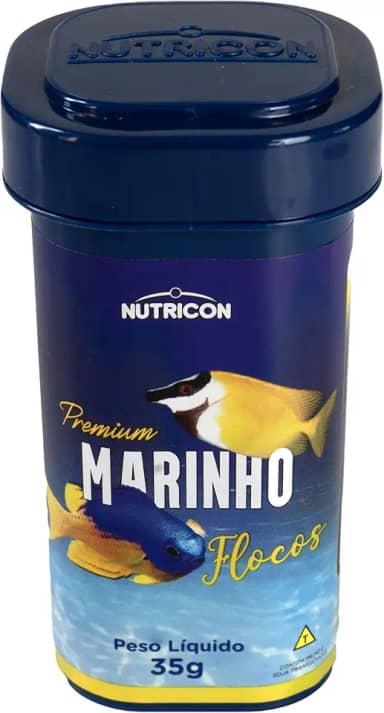 Nutricon: Ração Marinho Flocos 35g | Flocos Nutritivos para Peixes Marinhos e Invertebrados | Realce de Cores e Fortalecimento Imunológico Sem Corantes