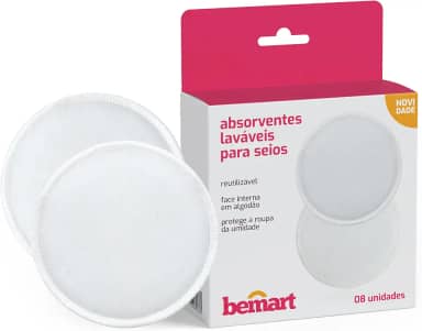 Absorvente Seios Lavável Protetor Amamentação Algodão - 8 Un