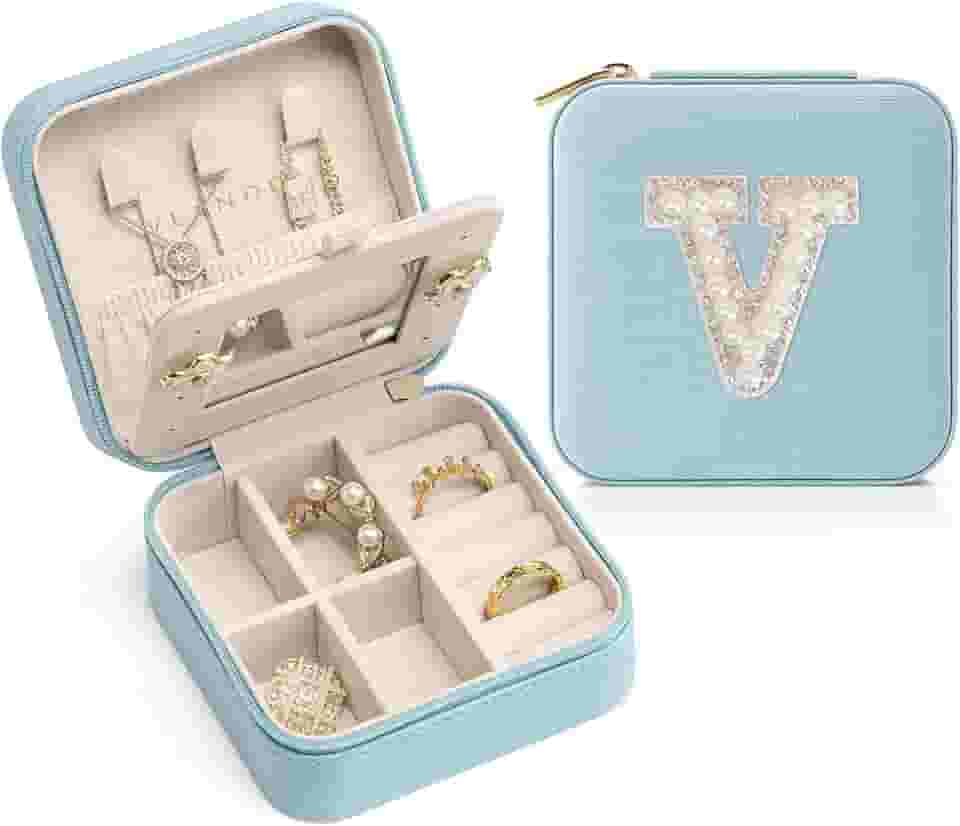 Vlando Presentes de mãe para mulheres, estojo de joias de viagem para presentes de mãe, presentes de viagem para mãe, mãe, filhas, itens essenciais de viagem, caixa de joias pequena, organizador de