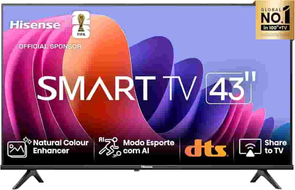 Hisense Smart TV FHD 43' Polegadas 43A4N com DTS Virtual X, Game e Sports Mode, Controle por Voz, Share to TV e Compatível com Alexa