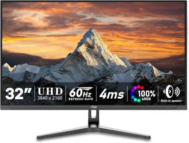 GPVHOSO Monitor de computador 4K de 32 polegadas, monitor de jogos UHD de 60 Hz, painel VA, HDR, DCI-P3 86%, 100% sRGB, cuidados com os olhos, Freesync, HDMI/DP e alto-falante embutido, VESA 75 x 75
