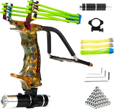 Slingshot ajustável a laser de caça inoxidável de alta velocidade catapulta Slingshots mais poderosos para uso ao ar livre com faixas de borracha de qualidade