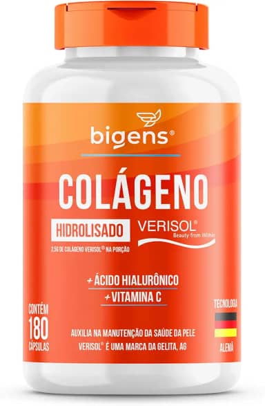 Colágeno Hidrolisado Verisol com Ácido Hialurônico e Vitamina C, 180 Capsulas, Biogens