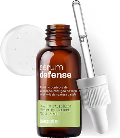 Serum Antiacne Ácido Salicílico 2% - Reduz a Oleosidade da Pele, Antiacne e Poros Dilatados - Com Resveratrol e Zinco PCA - Textura Aqua Gel - Vegano, 30g, Beauts