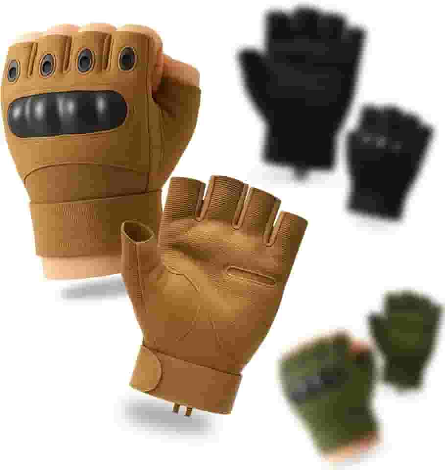 Luva Tática Meio Dedo Militar Unissex Antiderrapante para Airsoft, Academia, Musculação, Motoqueiro, Bike, Crossfit, Ciclismo, Treino, Paintball, Segurança - Tamanho Único